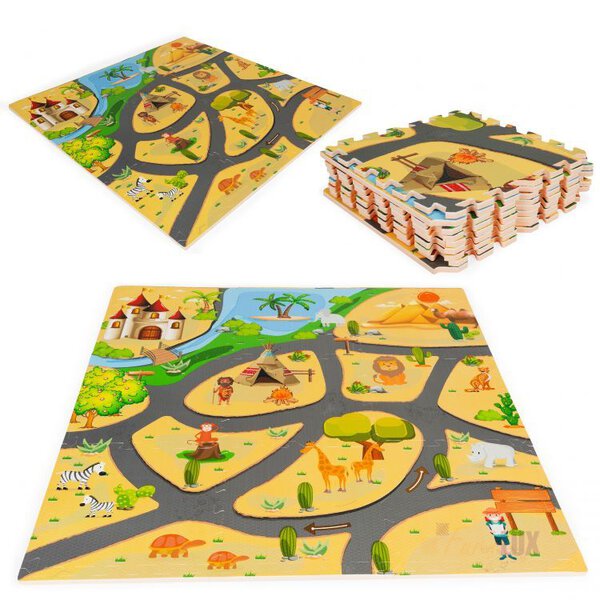 Mata piankowa dla dzieci puzzle safari 9el 93x93cm