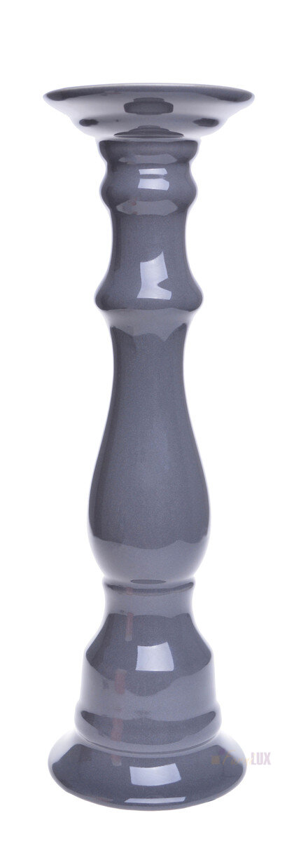 Świecznik ceramiczny szary mały - 9,5x9,5x31 cm