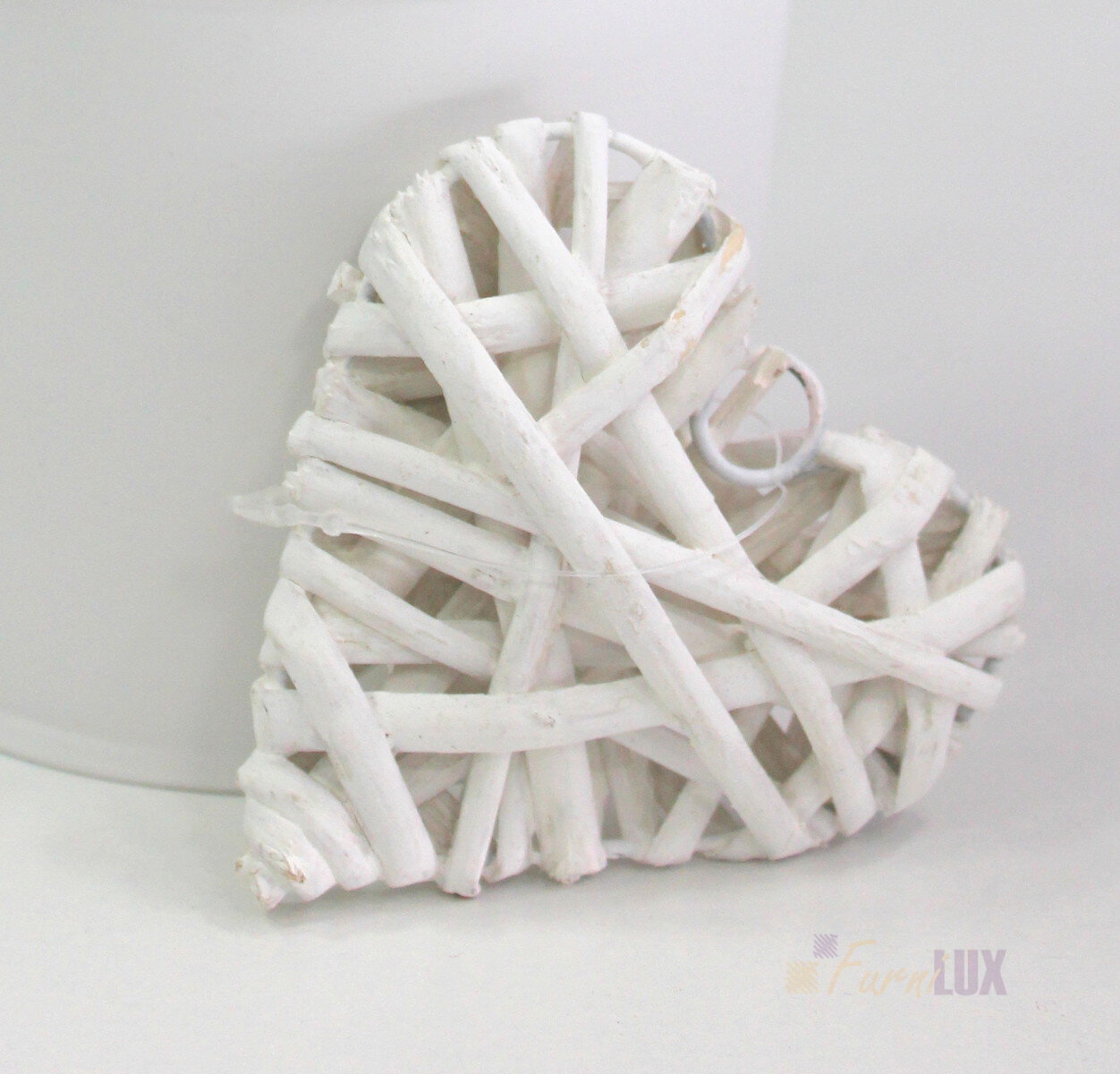 Wiklinowe serce dekoracyjne białe DM02E 10 cm