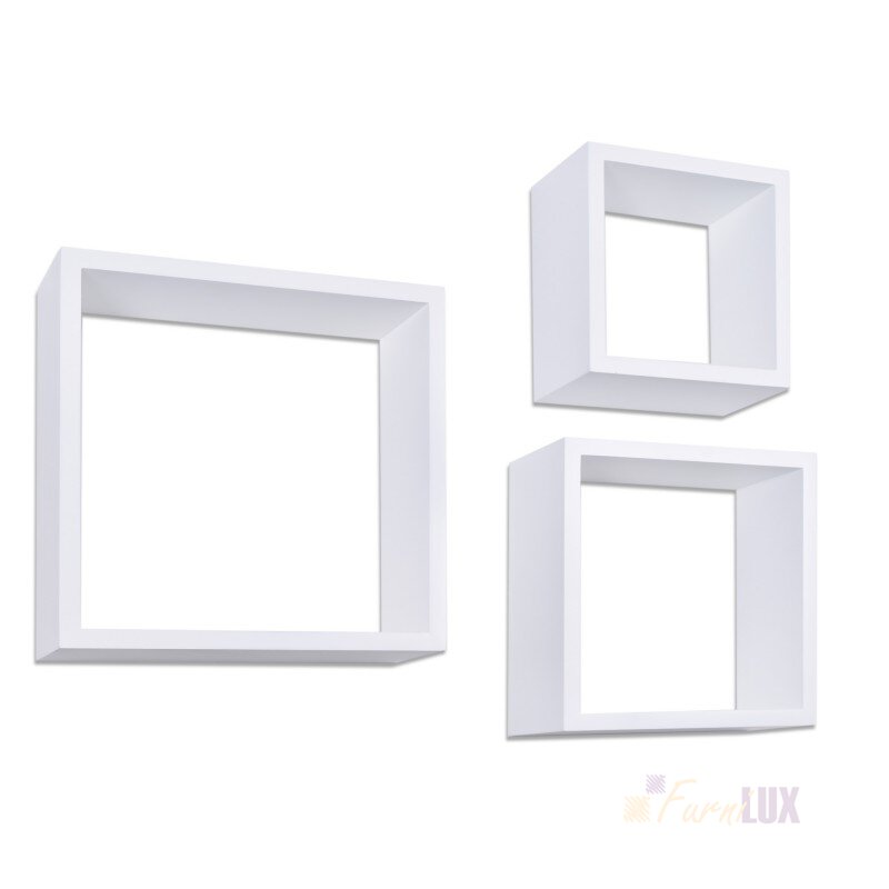 Zestaw 3 wiszących półek Cube Quad - biały