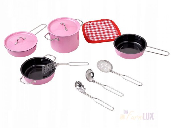 Akcesoria kuchenne metalowe garnki różowe dla dzieci