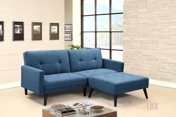 Sofa rozkładana z funkcją narożnika "Corn" - niebieska