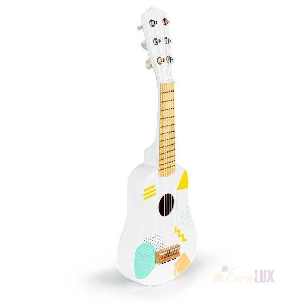Drewniana gitara dla dzieci klasyczna 6 strun - biała