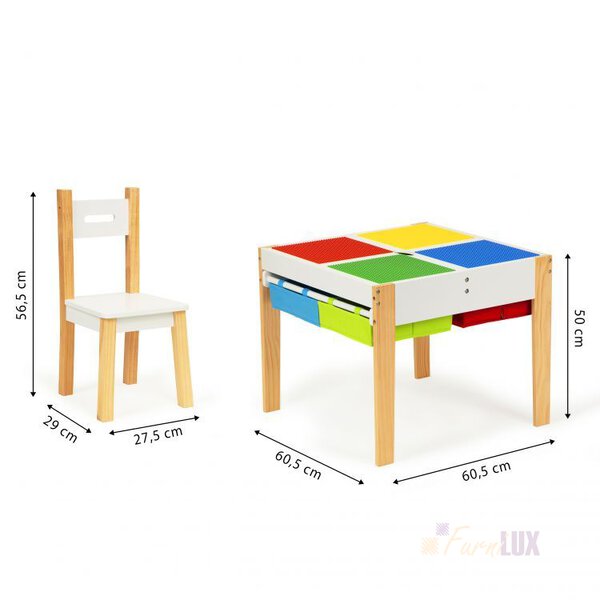 Drewniane meble dla dzieci zestaw stół +2 krzesła