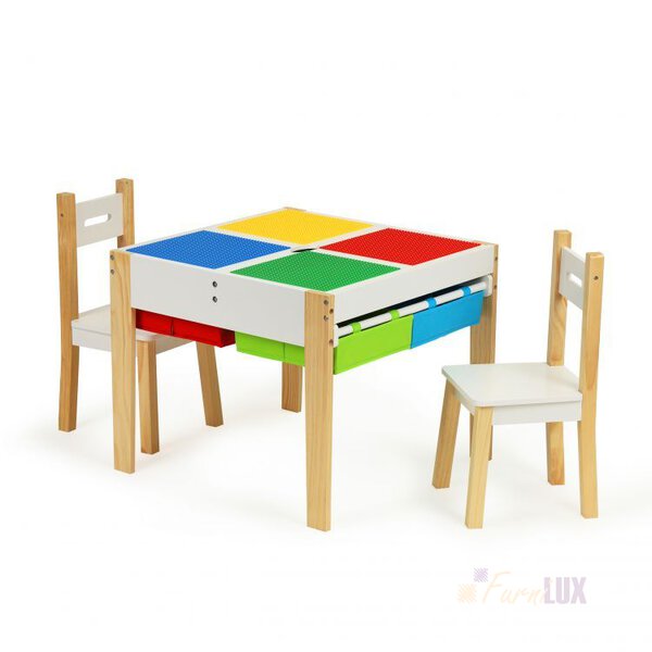 Drewniane meble dla dzieci zestaw stół +2 krzesła