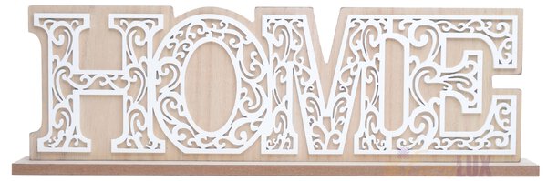 Drewniany napis HOME biało - beżowy 42x4x13,5 cm