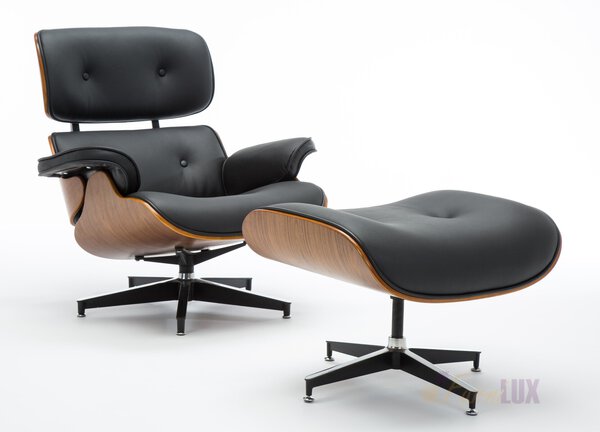 Fotel wypoczynkowy + podnóżek "Air II" - orzech/czarny