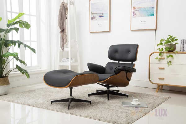 Fotel wypoczynkowy + podnóżek "Air II" - orzech/czarny