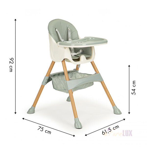 Fotelik krzesełko do karmienia dzieci wysokie 2w1 - Azure