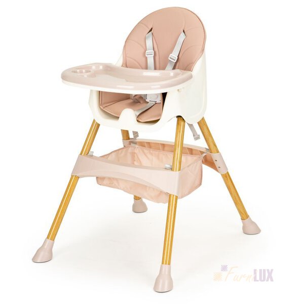Fotelik krzesełko do karmienia dzieci wysokie 2w1 - Pink
