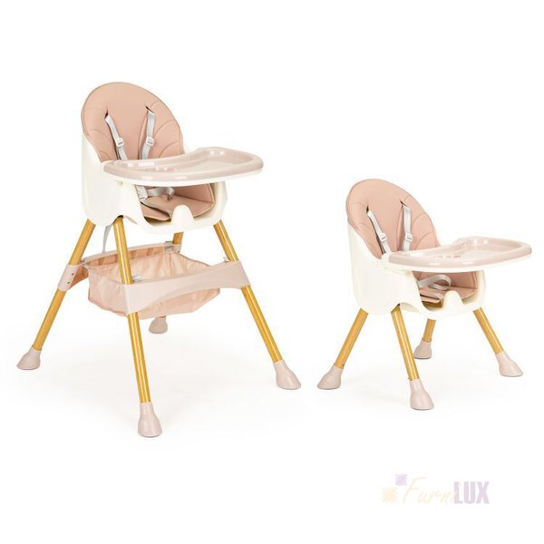 Fotelik krzesełko do karmienia dzieci wysokie 2w1 - Pink