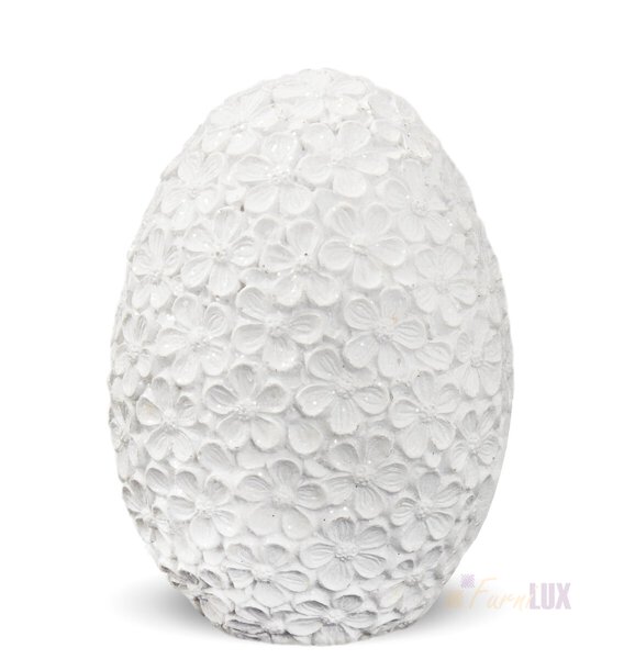 Jajko Ozdobne - białe z brokatem