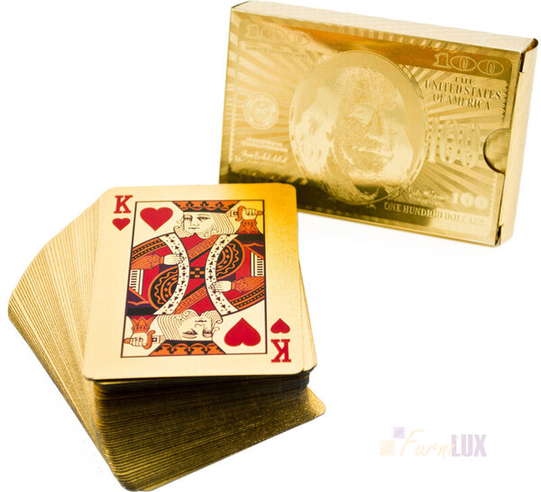Karty do gry plastikowe złote - $$$ dolar