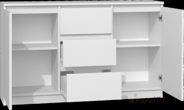 Komoda "Pulia" półki + 3 szuflady - biały