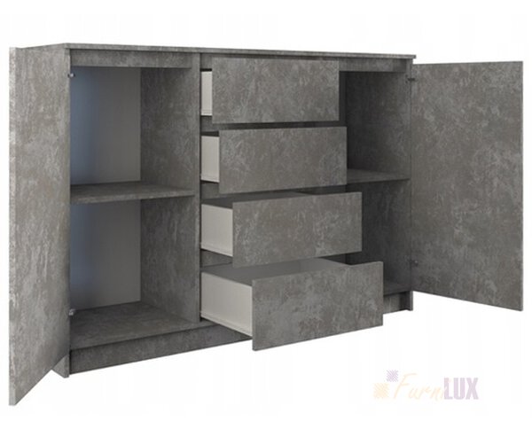 Komoda "Roma" 4 szuflady + 2 szafki - beton