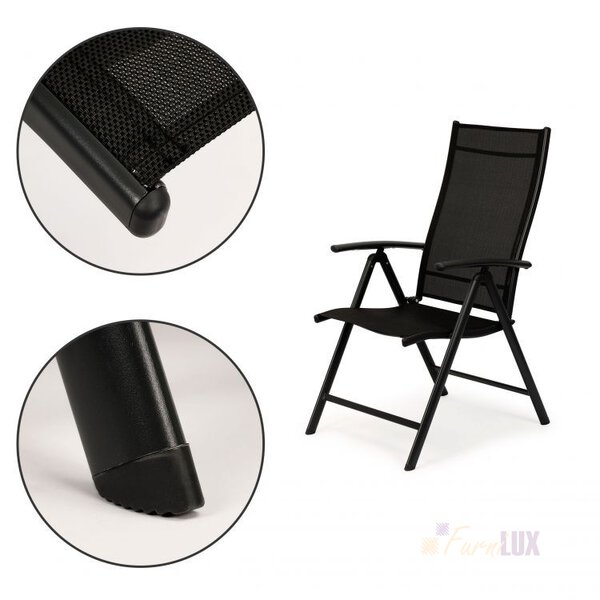 Komplet krzeseł ogrodowych 4 szt regulowane - Czarne