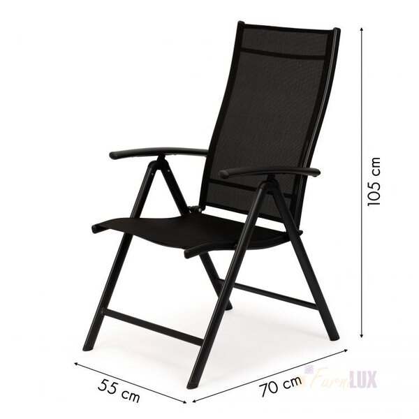 Komplet krzeseł ogrodowych 4 szt regulowane - Czarne