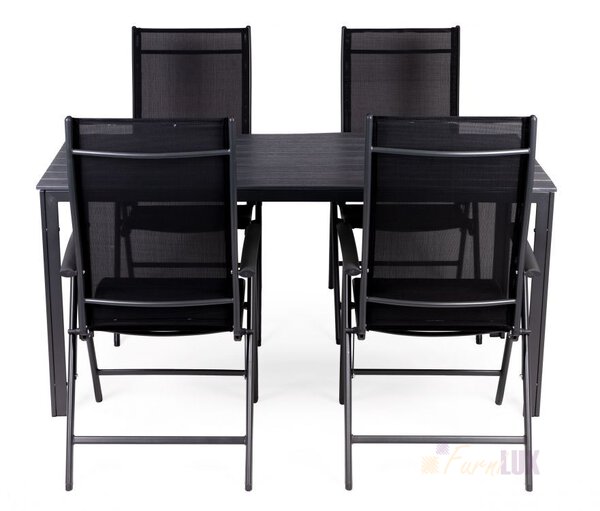 Komplet mebli stół + 4 krzeseł regulowanych - czarny