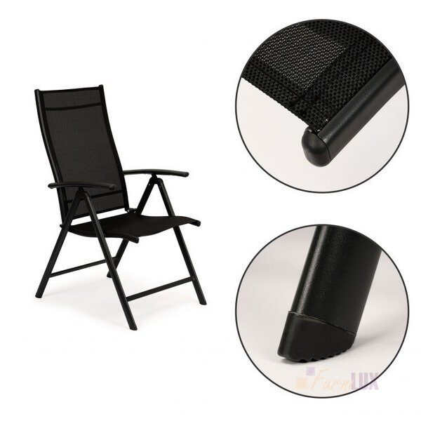 Komplet modern mebli stół + 4 krzeseł regulowanych - czarny