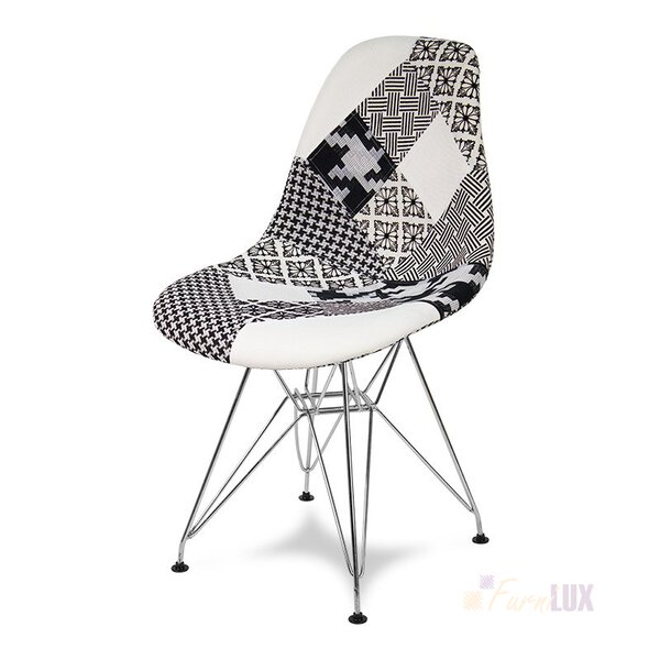 Krzesło na metalowych nogach patchwork "Lati" - czarno białe