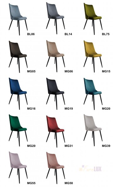 Krzesło Vici na czarnych nogach - różne kolory i tkaniny