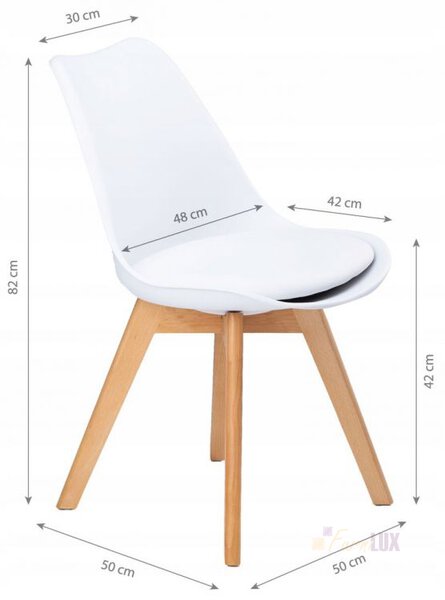 Zestaw krzeseł do salonu jadalni z poduszką - białe