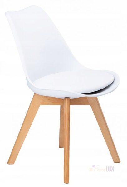 Zestaw krzeseł do salonu jadalni z poduszką - białe