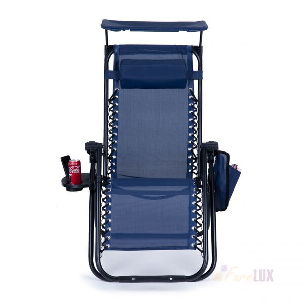 Leżak fotel ogrodowy plażowy daszek zero gravity - niebieski