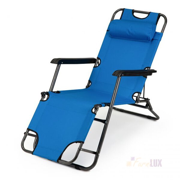 Leżak fotel ogrodowy plażowy - Niebieski