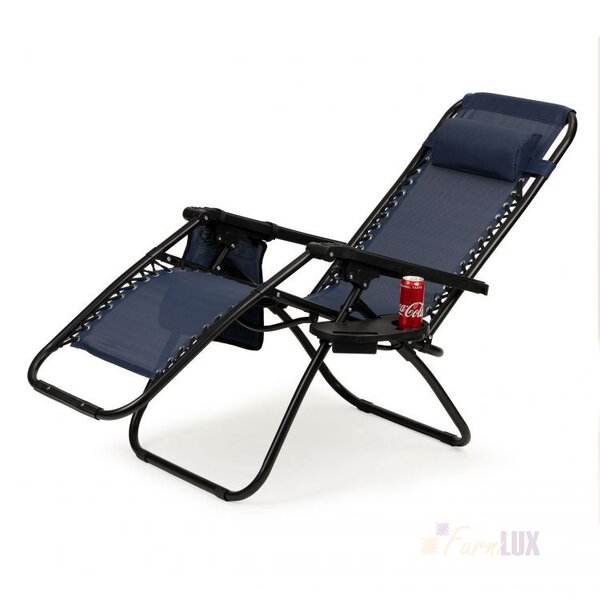 Leżak fotel ogrodowy plażowy składany zero gravity - niebieski