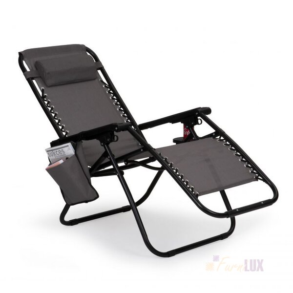 Leżak fotel ogrodowy plażowy zero gravity - szary