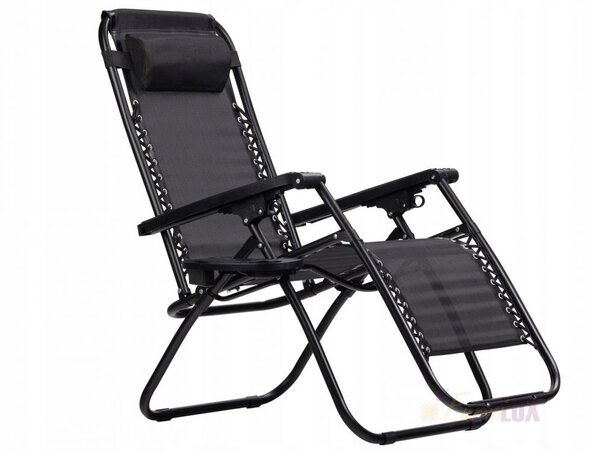Leżak fotel ogrodowy rozkładany MODERNHOME - czarny