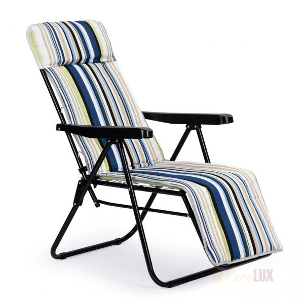 Leżak fotel ogrodowy składany plażowy regulowany w paski