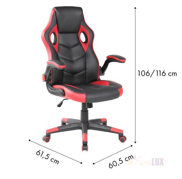 Obrotowy fotel gamingowy kubełkowy krzesło biurowe czarno-czerwone