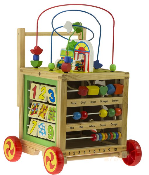 Pchacz jeździk Drewniany kostka edukacyjna 6w1