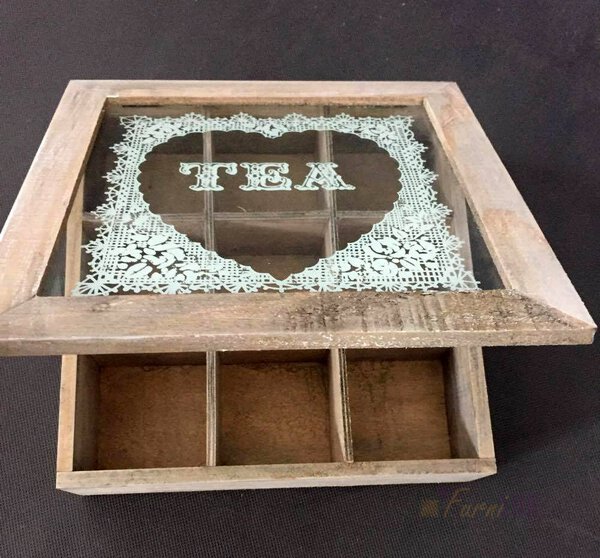 Pudełko drewniane na herbatę z 9 przegródkami
