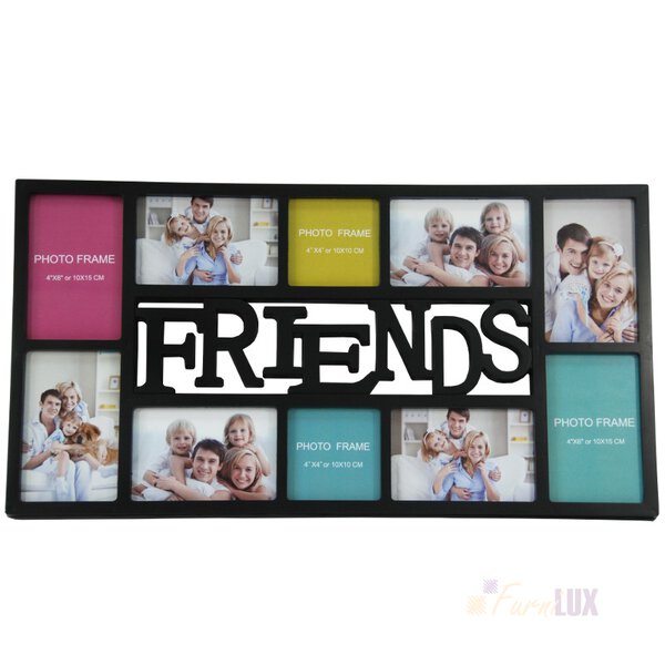 Ramka Friends na 10 zdj czarna - 62x32,5 cm
