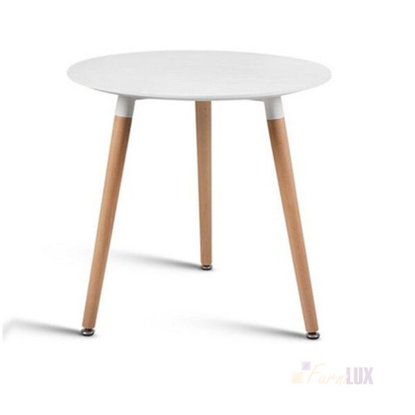 Stół okrągły "Fiord" 60 cm - biały z bukowymi nogami