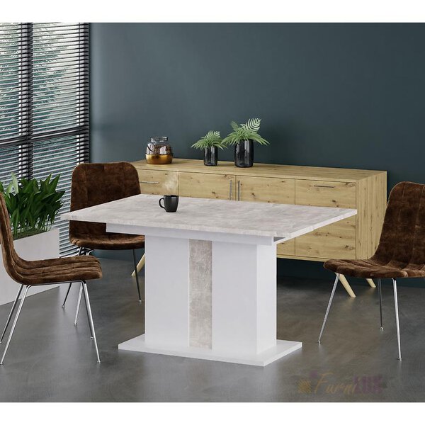 Stół rozkładany "Alina" - beton/biel