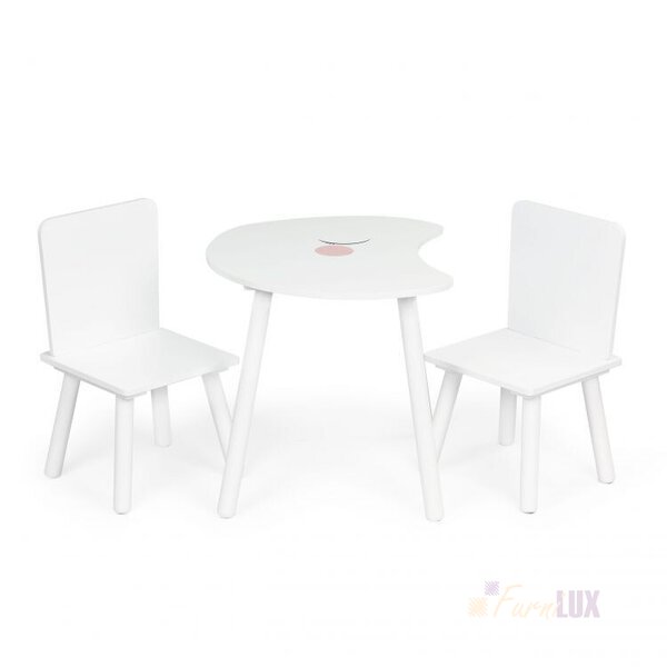 Stół stolik +2 krzesła meble dla dzieci komplet - biały