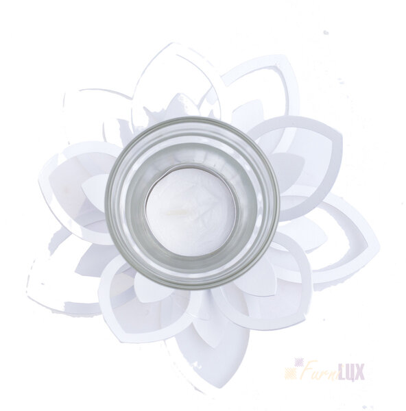 Świecznik metalowy mały kwiatek 16x7 cm - biały
