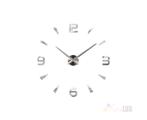 Zegar ścienny Diy BAST II 3D -srebrny