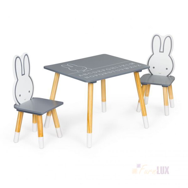 Zestaw stolik +2 krzesła meble dla dzieci "Króliczki"