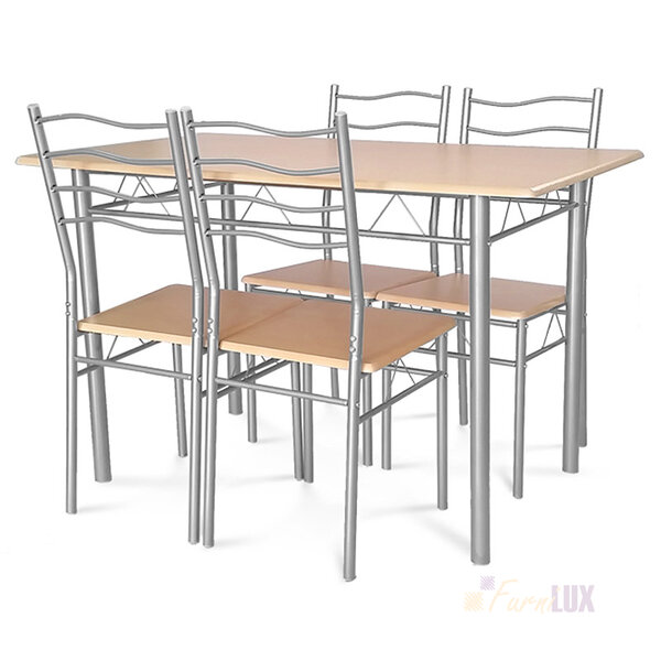 Zestaw kuchenny "Nela" stół + 4 krzesła - jasny brąz