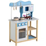 Drewniana kuchnia dla dzieci z akcesoriami Ecotoys - niebieska