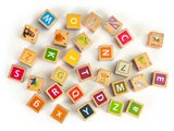 Drewniane klocki edukacyjne litery cyfry obrazki