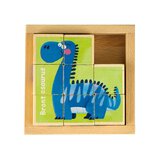 Drewniane klocki puzzle edukacyjne układanka Dino