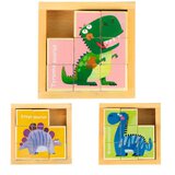 Drewniane klocki puzzle edukacyjne układanka Dino
