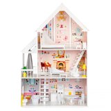 Drewniany domek dla lalek xxl Rezydencja pudrowa 