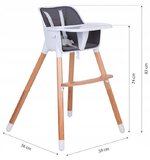 Fotelik krzesełko do karmienia na drewnianych nogach 2w1
